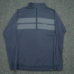 Travis Mathew Pullover Mens Medium Blue Chest Stripe  Quarter Zip Stretch